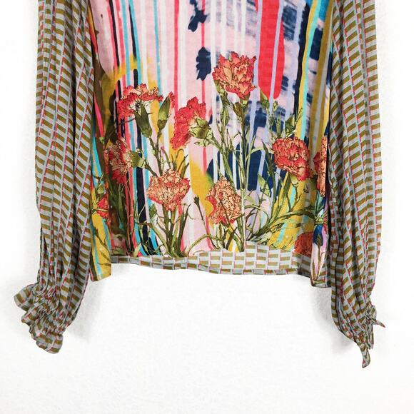 Anthropologie Conditions Apply Retro Peasant Blouse XS Colorful Balloon Sleeve - Picture 9 of 13